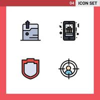 4 Creative Icons Modern Signs and Symbols of business security christmas mobile gift target Editable Vector Design Elements