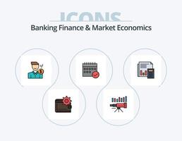 finanzas bancarias y economía de mercado paquete de iconos llenos de línea 5 diseño de iconos. financiero. negocio. archivo. apuntar. hoja vector