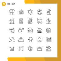 Universal Icon Symbols Group of 25 Modern Lines of gondola nature space floral work Editable Vector Design Elements