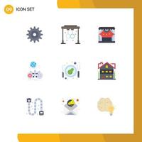 Mobile Interface Flat Color Set of 9 Pictograms of breakfast online spotlight multiplayer gaming Editable Vector Design Elements