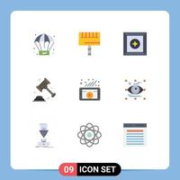 Modern Set of 9 Flat Colors and symbols such as social network search favorite marketing security Editable Vector Design Elements