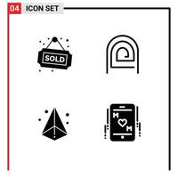 4 User Interface Solid Glyph Pack of modern Signs and Symbols of tag box sold password triangle Editable Vector Design Elements