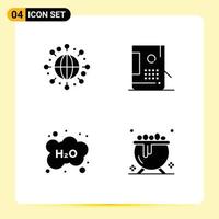 Stock Vector Icon Pack of 4 Line Signs and Symbols for global education bucket development school Editable Vector Design Elements