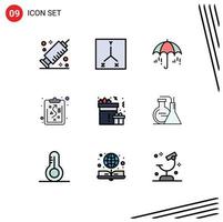 Universal Icon Symbols Group of 9 Modern Filledline Flat Colors of chemicals night weather celebration strategy Editable Vector Design Elements
