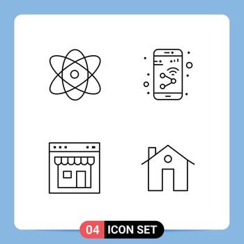 4 Line concept for Websites Mobile and Apps atom browser science mobile online Editable Vector Design Elements