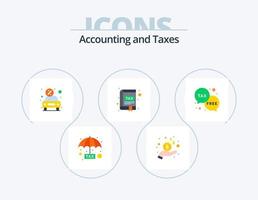 Taxes Flat Icon Pack 5 Icon Design. tax. book. car. book. rent vector