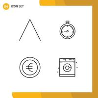 Set of 4 Modern UI Icons Symbols Signs for arrow watch stopwatch quick euro Editable Vector Design Elements