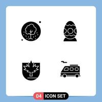 User Interface Pack of 4 Basic Solid Glyphs of tree security summer easter canada Editable Vector Design Elements