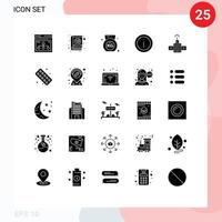 paquete de 25 signos y símbolos de glifos sólidos modernos para medios de impresión web como gps sign información de san valentín ayuda a elementos de diseño de vectores editables