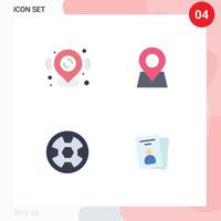 Mobile Interface Flat Icon Set of 4 Pictograms of pin award map pin marker wreath Editable Vector Design Elements