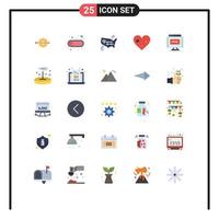 User Interface Pack of 25 Basic Flat Colors of like heart switch america united Editable Vector Design Elements