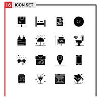 Set of 16 Modern UI Icons Symbols Signs for left back sleep arrows gdpr Editable Vector Design Elements