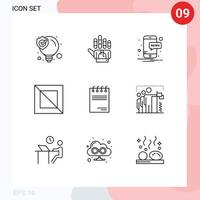 Pack of 9 creative Outlines of signature document mobile notepad design Editable Vector Design Elements