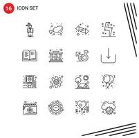 16 User Interface Outline Pack of modern Signs and Symbols of power electricity fresh charge right Editable Vector Design Elements