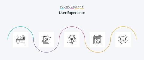 User Experience Line 5 Icon Pack Including ux. testing. data. experience. light vector
