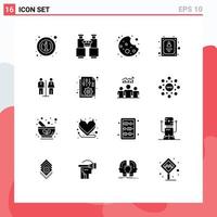 Pack of 16 creative Solid Glyphs of homestay worker camping employee account Editable Vector Design Elements