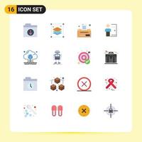 16 Universal Flat Color Signs Symbols of cloud person business layoff exit Editable Pack of Creative Vector Design Elements