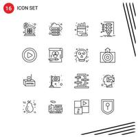 16 Universal Outline Signs Symbols of traffic monitoring web management pencil Editable Vector Design Elements