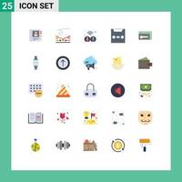 Set of 25 Modern UI Icons Symbols Signs for room security internet browser multimedia Editable Vector Design Elements