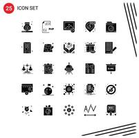 Modern Set of 25 Solid Glyphs and symbols such as image shopping file sale discount Editable Vector Design Elements