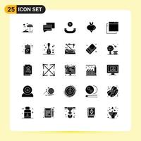 Group of 25 Modern Solid Glyphs Set for device battery hang up windows spring Editable Vector Design Elements