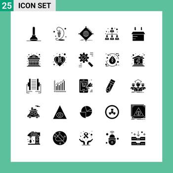 25 Universal Solid Glyph Signs Symbols of logistic leader iot hierarchy global Editable Vector Design Elements