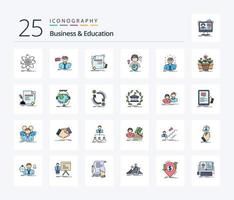 paquete de iconos rellenos de 25 líneas de negocios y educación, incluida la mujer. habilidades. maestro. acuerdo. educación vector
