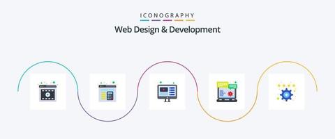 Web Design And Development Flat 5 Icon Pack Including favorite. web. option. website browser vector