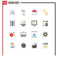 paquete de iconos de vector de stock de 16 signos y símbolos de línea para gesto de animación lluvia de dedos digital paquete editable de elementos creativos de diseño de vectores