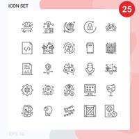 25 User Interface Line Pack of modern Signs and Symbols of movement rotate smart lock gift Editable Vector Design Elements