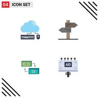 Set of 4 Commercial Flat Icons pack for computing exchange cloud heart dollar Editable Vector Design Elements