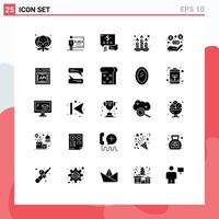 Universal Icon Symbols Group of 25 Modern Solid Glyphs of api investment mail commission spa Editable Vector Design Elements