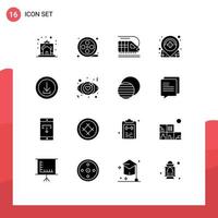 16 User Interface Solid Glyph Pack of modern Signs and Symbols of download apps train medical hospital Editable Vector Design Elements