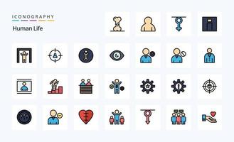 paquete de iconos de estilo lleno de línea humana 25 vector