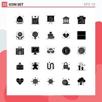 Universal Icon Symbols Group of 25 Modern Solid Glyphs of service building improvement bank presentation Editable Vector Design Elements