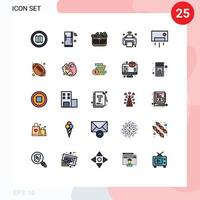 User Interface Pack of 25 Basic Filled line Flat Colors of ac iot basket internet of things printer Editable Vector Design Elements