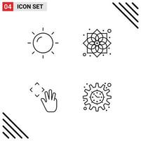 Line Pack of 4 Universal Symbols of holiday hand cursor vacation flower croup Editable Vector Design Elements