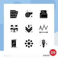 9 Universal Solid Glyphs Set for Web and Mobile Applications full arrow web table dining Editable Vector Design Elements