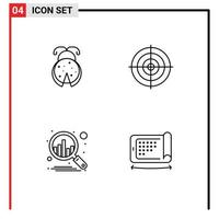 Set of 4 Modern UI Icons Symbols Signs for bug business spring strategy analysis Editable Vector Design Elements