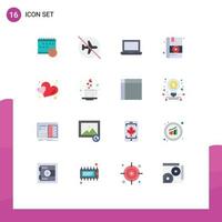 16 Flat Color concept for Websites Mobile and Apps heart medicine flying medical laptop Editable Pack of Creative Vector Design Elements