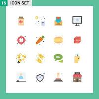 Pictogram Set of 16 Simple Flat Colors of stream message email mail envelope Editable Pack of Creative Vector Design Elements