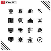 Group of 16 Modern Solid Glyphs Set for browser zodiac board sagittarius pollution Editable Vector Design Elements