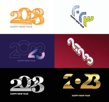 Big Set of 2023 Happy New Year logo text design 2023 number design template vector