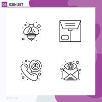 Group of 4 Filledline Flat Colors Signs and Symbols for bee phone commerce call attachment Editable Vector Design Elements