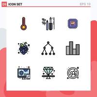 9 Creative Icons Modern Signs and Symbols of topology link storage vineyard grapes Editable Vector Design Elements