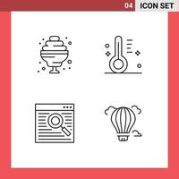 Pack of 4 Modern Filledline Flat Colors Signs and Symbols for Web Print Media such as cocktail webpage cloudy temperature balloon Editable Vector Design Elements