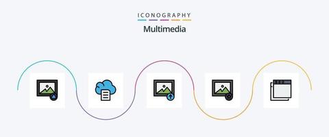 paquete de iconos de 5 planos llenos de línea multimedia que incluye . subir. aplicaciones vector