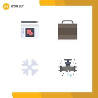 Group of 4 Flat Icons Signs and Symbols for graph winter success million leak Editable Vector Design Elements