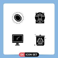 Group of 4 Solid Glyphs Signs and Symbols for fashion computer loop man device Editable Vector Design Elements