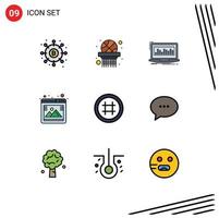 Modern Set of 9 Filledline Flat Colors and symbols such as hash tag seo data photo stock Editable Vector Design Elements